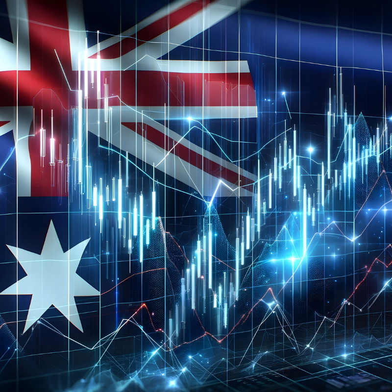 stock exchange chart graph on australian flag background