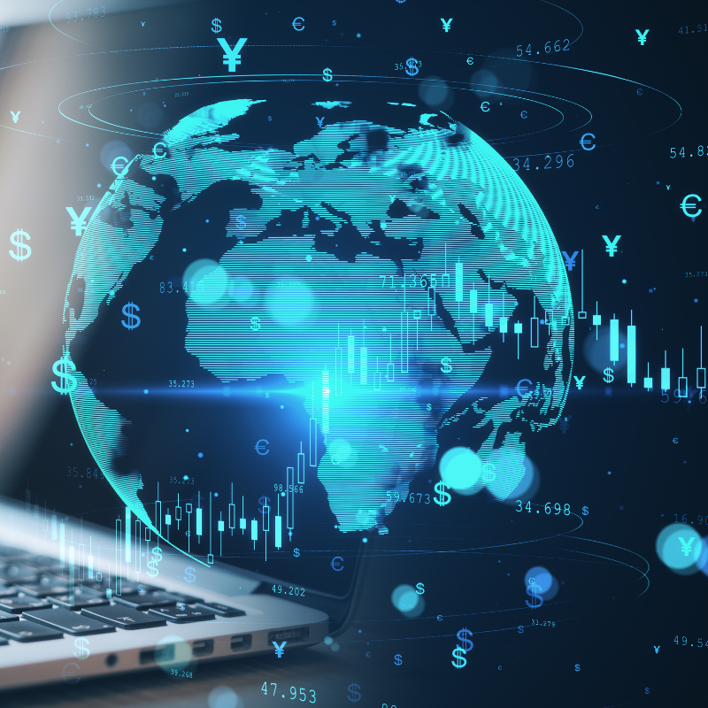 International currency and stock exchange concept