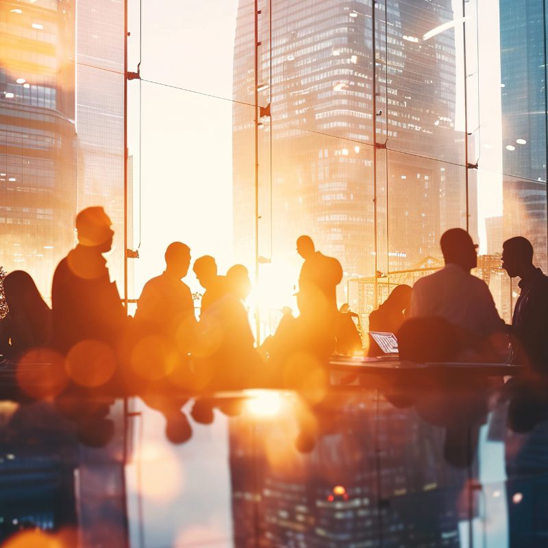 business people meeting in a city office building