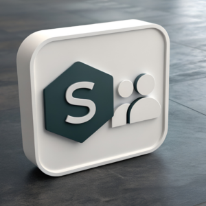 Sleek SharePoint 3D Icon Design with White Rounded Square on Dark Gray