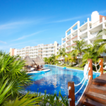 Swimming pool at caribbean resort.